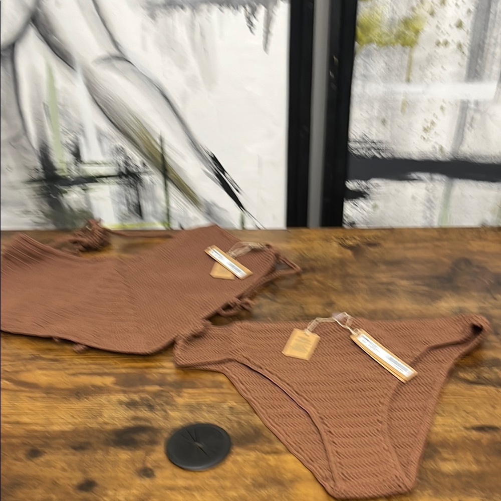 SKIMS Crochet Brown Bikini Set